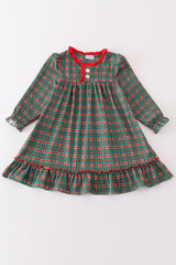 Green plaid girl gown