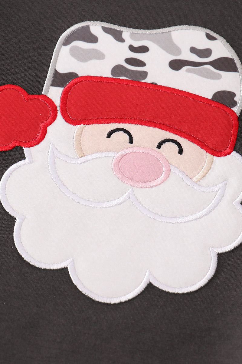 Camouflage christmas santa claus applique boy set