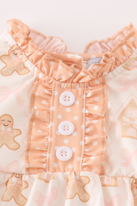 Beige gingerbread girl ruffle bubble