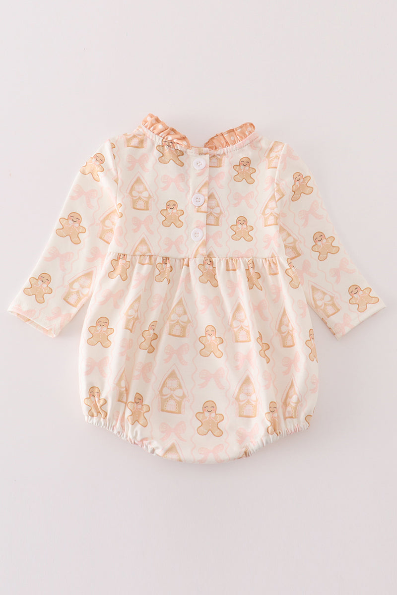 Beige gingerbread girl ruffle bubble