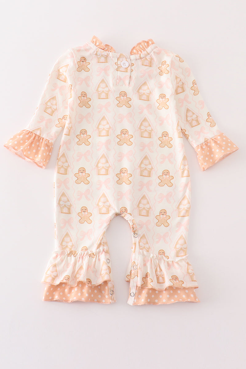 Beige gingerbread girl romper