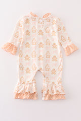 Beige gingerbread girl romper