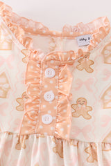 Beige gingerbread ruffle dress