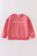 Mauve god is good embroidery mom&me fleece sweatshirt