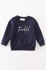 Navy thankful fleece mom&me sweatshirt