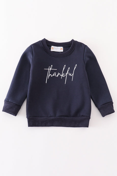 Navy thankful fleece mom&me sweatshirt