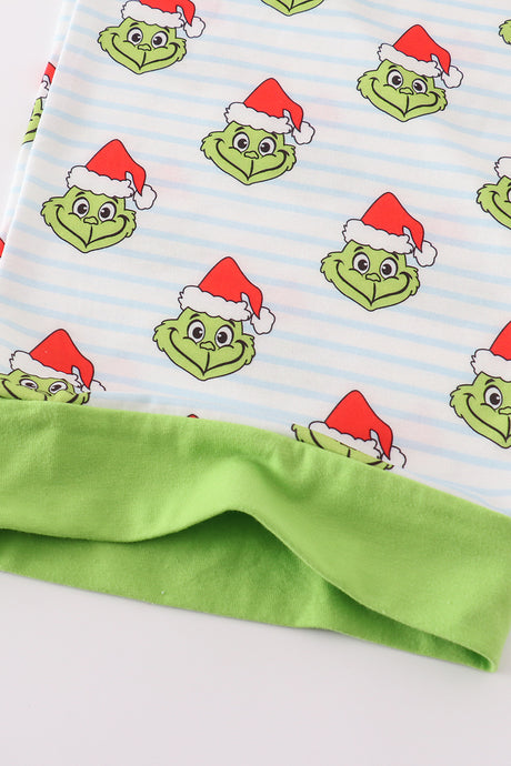 Green stripe christmas grinch dad pajamas pants