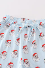 Blue christmas santa claus dad pajamas pants