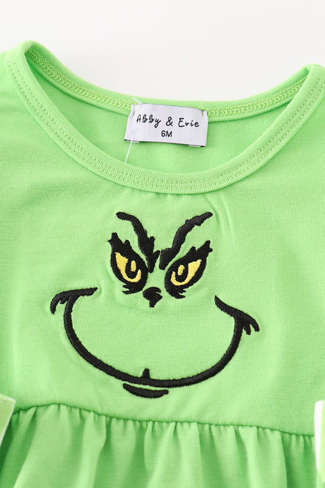 Green grinch embroidery girl bubble