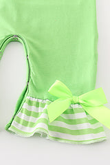 Green grinch embroidery girl romper