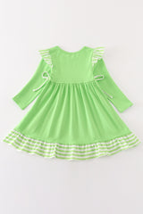 Green grinch embroidery girl dress