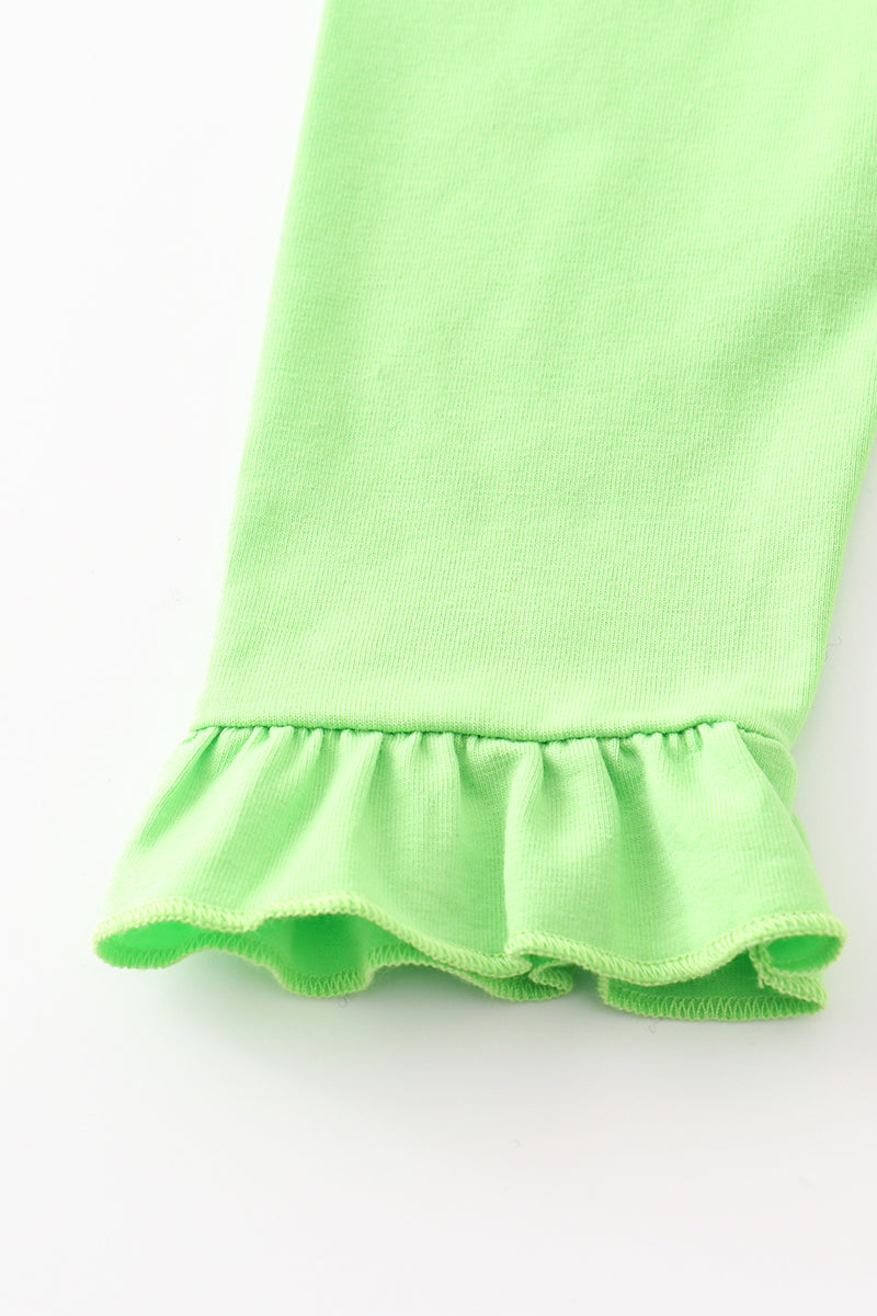 Green grinch embroidery girl set