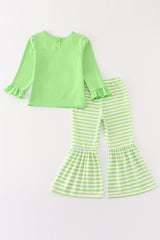 Green grinch embroidery girl set