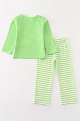 Green grinch embroidery boy set