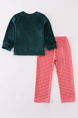 Forest gingerbread velvet embroidery boy pants set