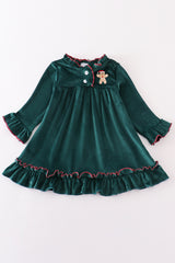 Forest gingerbread velvet embroidery girl gown