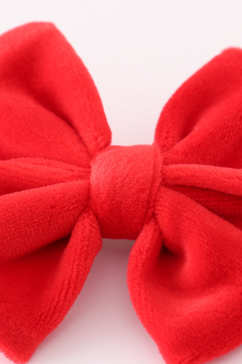 Red velvet girl piggie hair bow