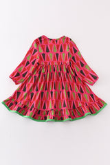 Red christmas tree ruffle dress