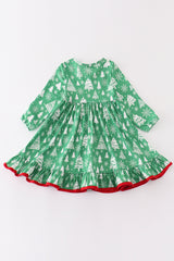 Green christmas tree ruffle dress