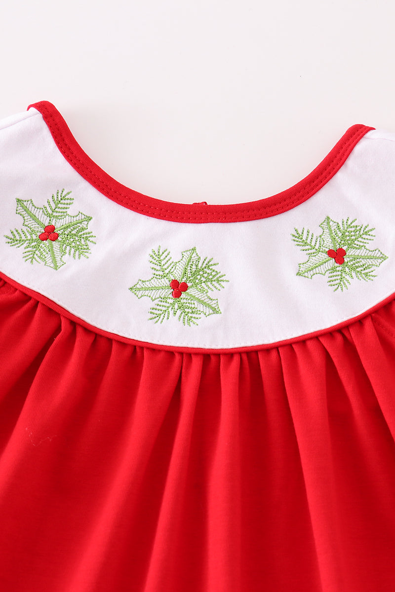 Red christmas holly bishop dress