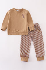 Brown antler embroidery boy set