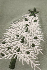 Sage christmas tree embroidery dress