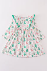 Green christmas tree ruffle dress