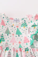 Green christmas tree ruffle dress