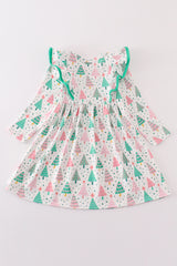 Green christmas tree ruffle dress