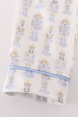 Blue nutcracker print boy pajamas set