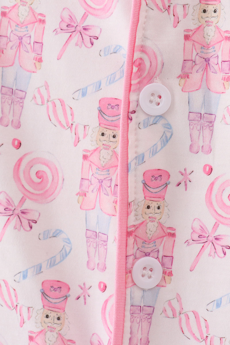 Pink nutcracker print women gown