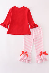 Red christmas nutcracker french knot girl set