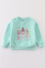 Mint nutcracker embroidery mom&me fleece sweatshirt