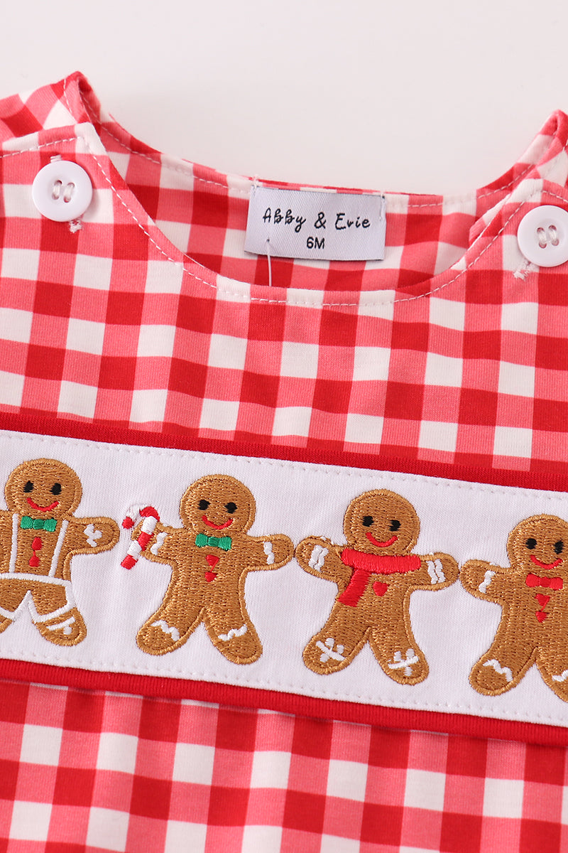 Red christmas gingerbread embroidery boy jonjon