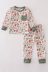 Merry christmas print boy pajamas set