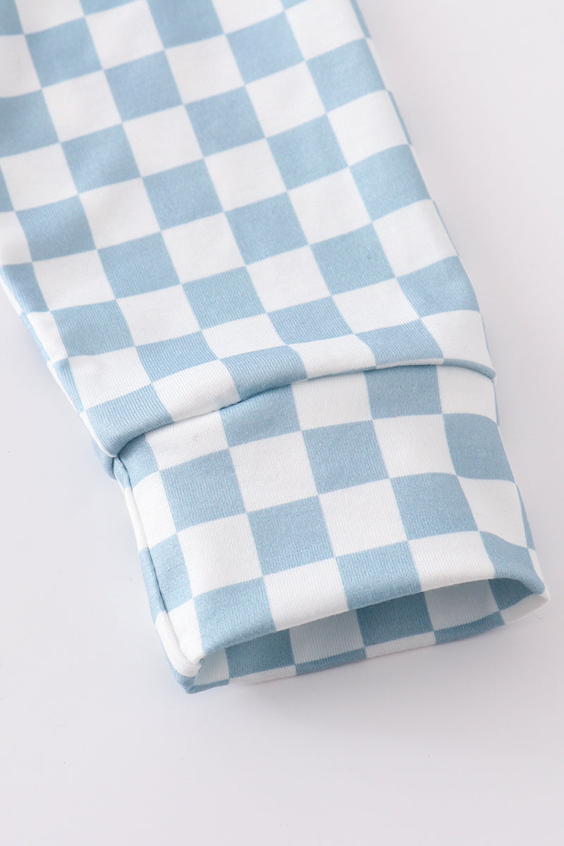 Blue checkered boy set