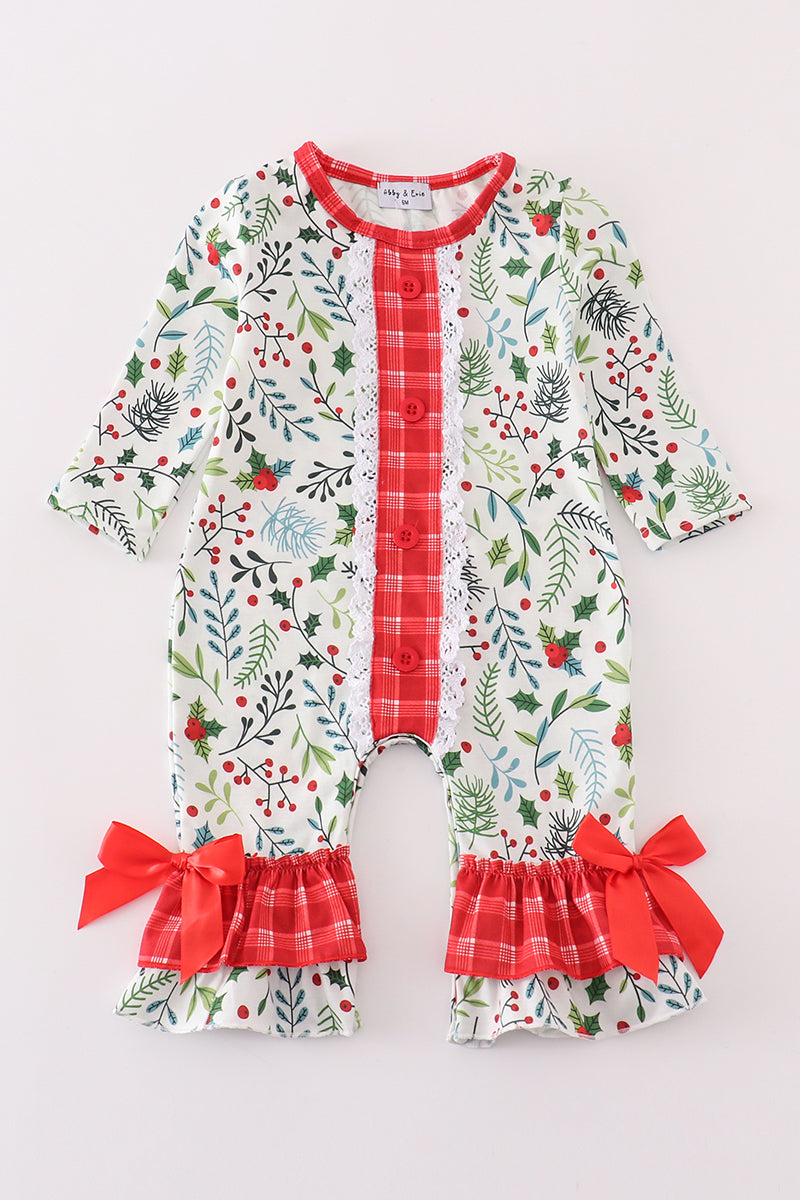 Christmas print girl romper