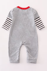 Grey farm applique boy romper