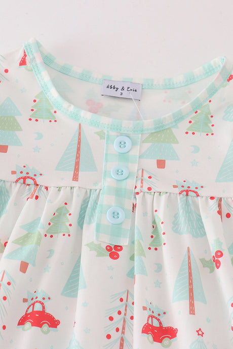 Christmas tree car print girl set