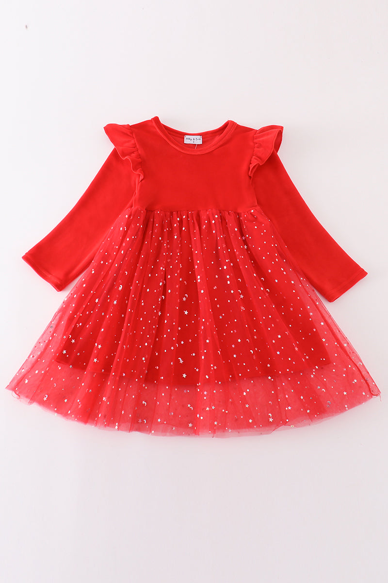 Red velvet tutu girl dress