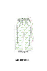 Green christmas holly print men pajamas pants