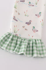 Sage duck print girl pajamas set