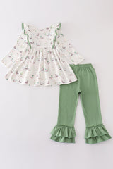 Sage duck print girl set