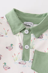 Sage duck print boy set