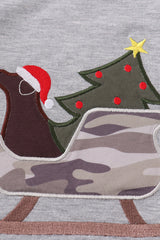 Grey sleigh christmas tree applique boy top