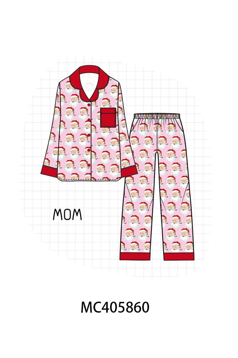 Pink christmas santa claus women pajamas set