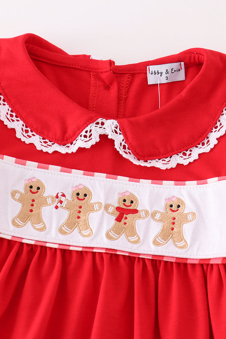 Red christmas gingerbread embroidery girl set