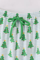 Green christmas tree print ruffle dad pajamas pants