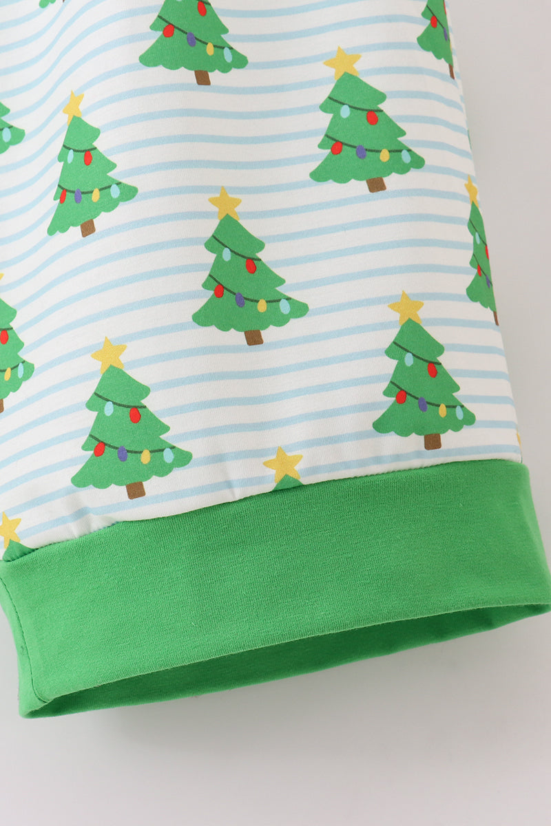 Green christmas tree print ruffle dad pajamas pants