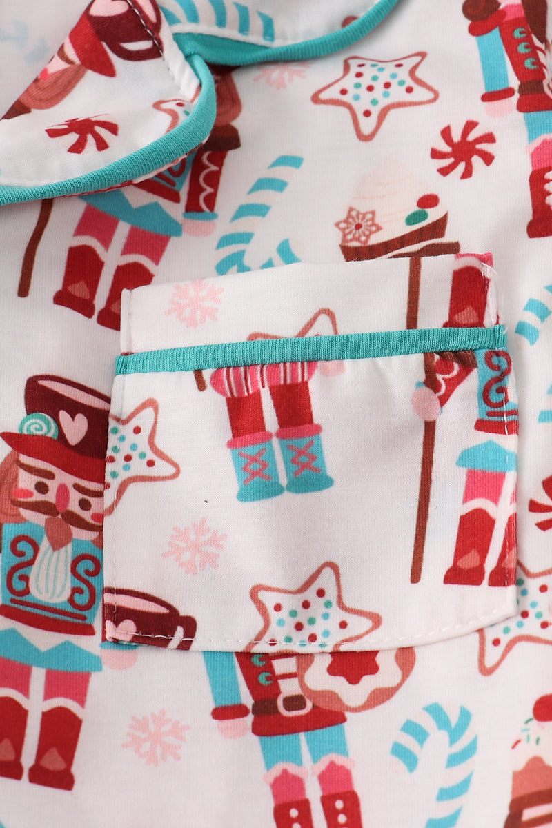 Christmas nutcracker print pajamas set